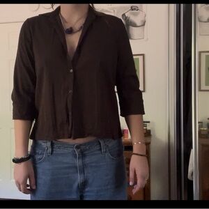 Zara Dark Brown Women's Button-Down Shirt